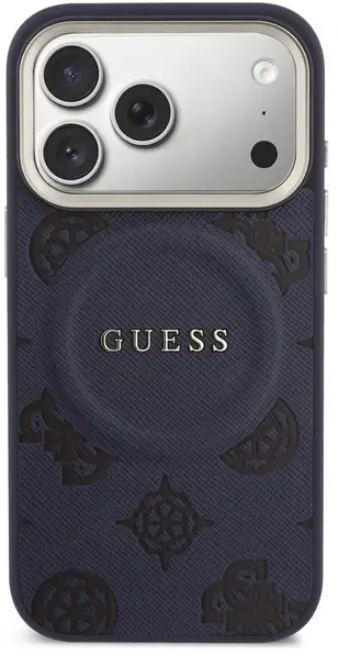 Guess Peony Hot Stamp iPhone 17 Pro Hoesje MagSafe Back Cover Blauw afbeelding 3