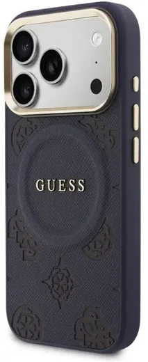 Guess Peony Hot Stamp iPhone 17 Pro Hoesje MagSafe Back Cover Blauw afbeelding 2