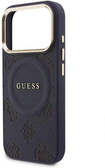 Guess Peony Hot Stamp iPhone 17 Pro Hoesje MagSafe Back Cover Blauw afbeelding 6