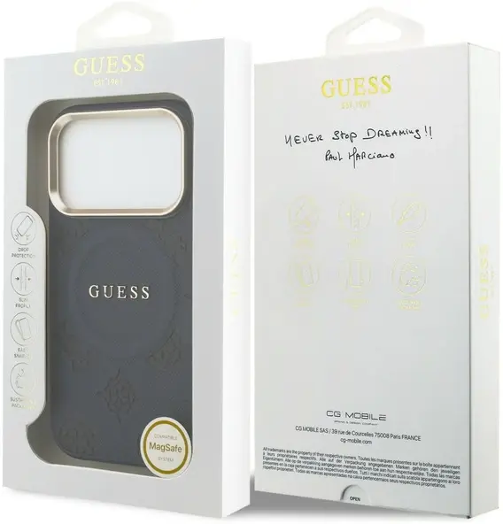 Guess Peony Hot Stamp iPhone 17 Pro Hoesje MagSafe Back Cover Blauw afbeelding 8