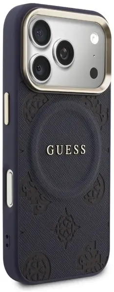 Guess Peony Hot Stamp iPhone 17 Pro Hoesje MagSafe Back Cover Blauw afbeelding 4