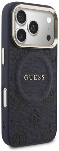 Guess Peony Hot Stamp iPhone 17 Pro Hoesje MagSafe Back Cover Blauw afbeelding 4