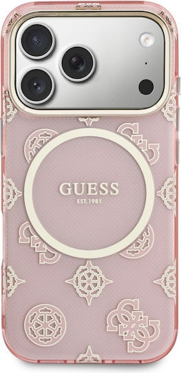 Guess Peony Hot Stamp iPhone 17 Pro Hoesje MagSafe Back Cover Goud Roze afbeelding 3