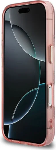 Guess Peony Hot Stamp iPhone 17 Pro Hoesje MagSafe Back Cover Goud Roze afbeelding 5
