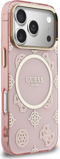 Guess Peony Hot Stamp iPhone 17 Pro Hoesje MagSafe Back Cover Goud Roze afbeelding 4