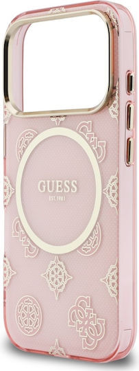 Guess Peony Hot Stamp iPhone 17 Pro Hoesje MagSafe Back Cover Goud Roze afbeelding 6