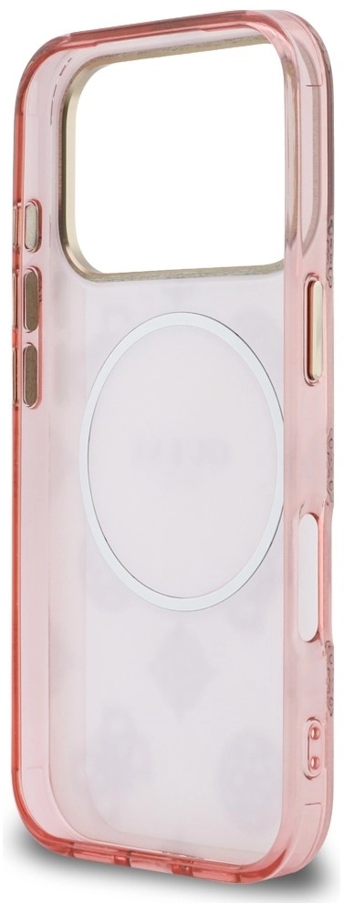 Guess Peony Hot Stamp iPhone 17 Pro Hoesje MagSafe Back Cover Goud Roze afbeelding 7