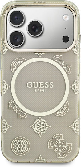 Guess Peony Hot Stamp iPhone 17 Pro Hoesje MagSafe Back Cover Goud Beige afbeelding 3