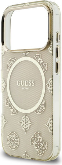 Guess Peony Hot Stamp iPhone 17 Pro Hoesje MagSafe Back Cover Goud Beige afbeelding 6