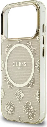 Guess Peony Hot Stamp iPhone 17 Pro Hoesje MagSafe Back Cover Goud Beige afbeelding 6