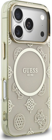 Guess Peony Hot Stamp iPhone 17 Pro Hoesje MagSafe Back Cover Goud Beige afbeelding 4