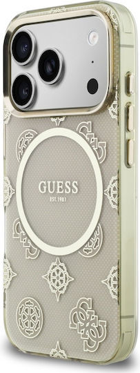 Guess Peony Hot Stamp iPhone 17 Pro Hoesje MagSafe Back Cover Goud Beige afbeelding 2