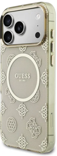 Guess Peony Hot Stamp iPhone 17 Pro Max Hoesje MagSafe Back Cover Goud Beige afbeelding 2