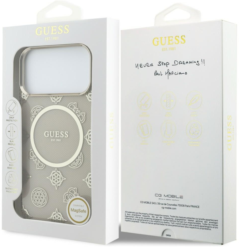 Guess Peony Hot Stamp iPhone 17 Pro Max Hoesje MagSafe Back Cover Goud Beige afbeelding 7