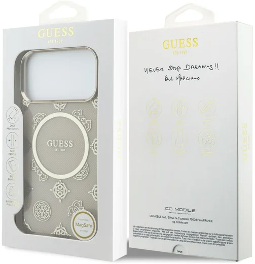 Guess Peony Hot Stamp iPhone 17 Pro Max Hoesje MagSafe Back Cover Goud Beige afbeelding 7