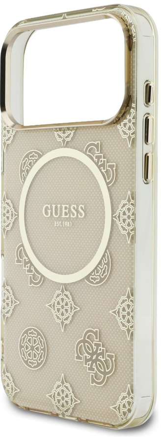 Guess Peony Hot Stamp iPhone 17 Pro Max Hoesje MagSafe Back Cover Goud Beige afbeelding 5