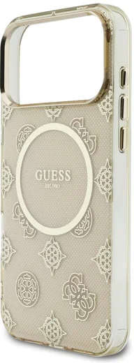 Guess Peony Hot Stamp iPhone 17 Pro Max Hoesje MagSafe Back Cover Goud Beige afbeelding 5