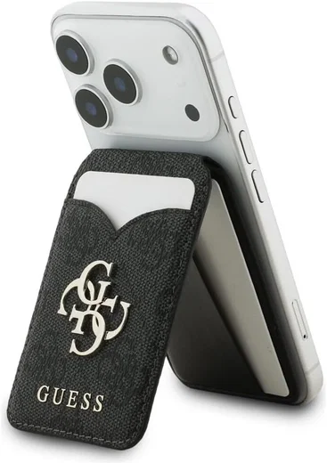 Guess 4G Classic MagSafe Pasjeshouder met Standaard & Spiegel PU-Leer Zwart afbeelding 3