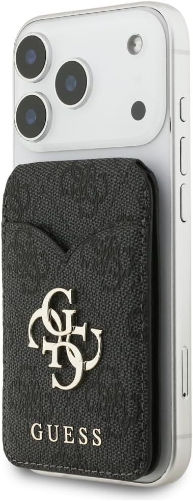 Guess 4G Classic MagSafe Pasjeshouder met Standaard & Spiegel PU-Leer Zwart afbeelding 2