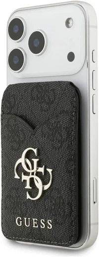 Guess 4G Classic MagSafe Pasjeshouder met Standaard & Spiegel PU-Leer Zwart afbeelding 2