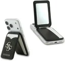 Guess 4G Classic MagSafe Pasjeshouder met Standaard & Spiegel PU-Leer Zwart