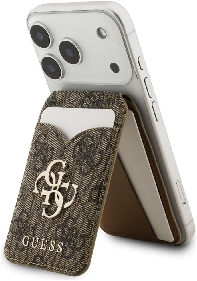 Guess 4G Classic MagSafe Pasjeshouder met Standaard & Spiegel PU-Leer Bruin afbeelding 3