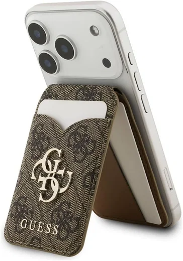 Guess 4G Classic MagSafe Pasjeshouder met Standaard & Spiegel PU-Leer Bruin afbeelding 3