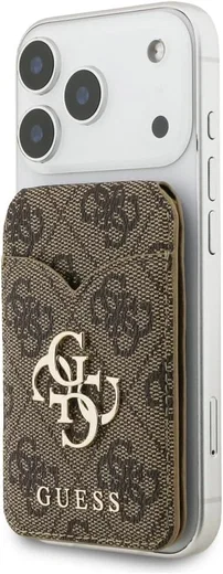 Guess 4G Classic MagSafe Pasjeshouder met Standaard & Spiegel PU-Leer Bruin afbeelding 2