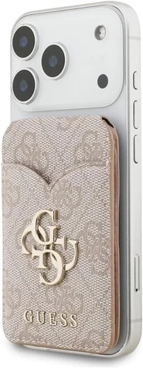 Guess 4G Classic MagSafe Pasjeshouder met Standaard & Spiegel PU-Leer Roze afbeelding 2