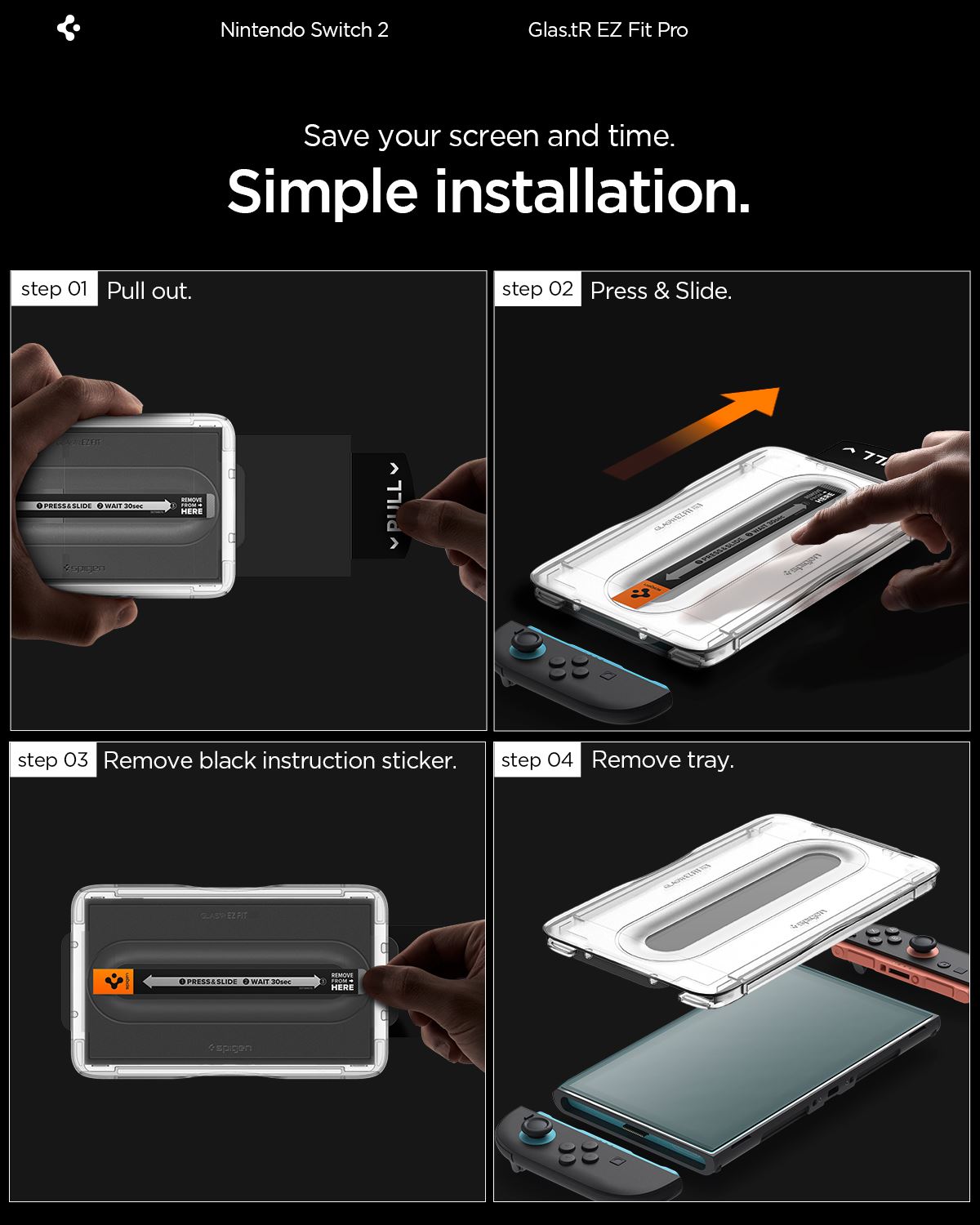 Spigen EZ Fit GLAS.tR Nintendo Switch 2 Screen Protector 2-Pack afbeelding 6