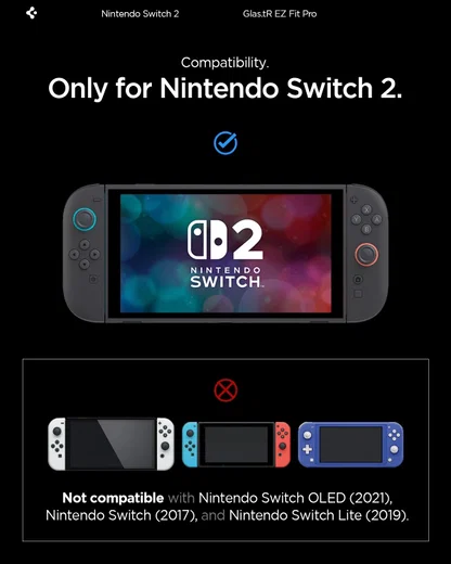 Spigen EZ Fit GLAS.tR Nintendo Switch 2 Screen Protector 2-Pack afbeelding 3