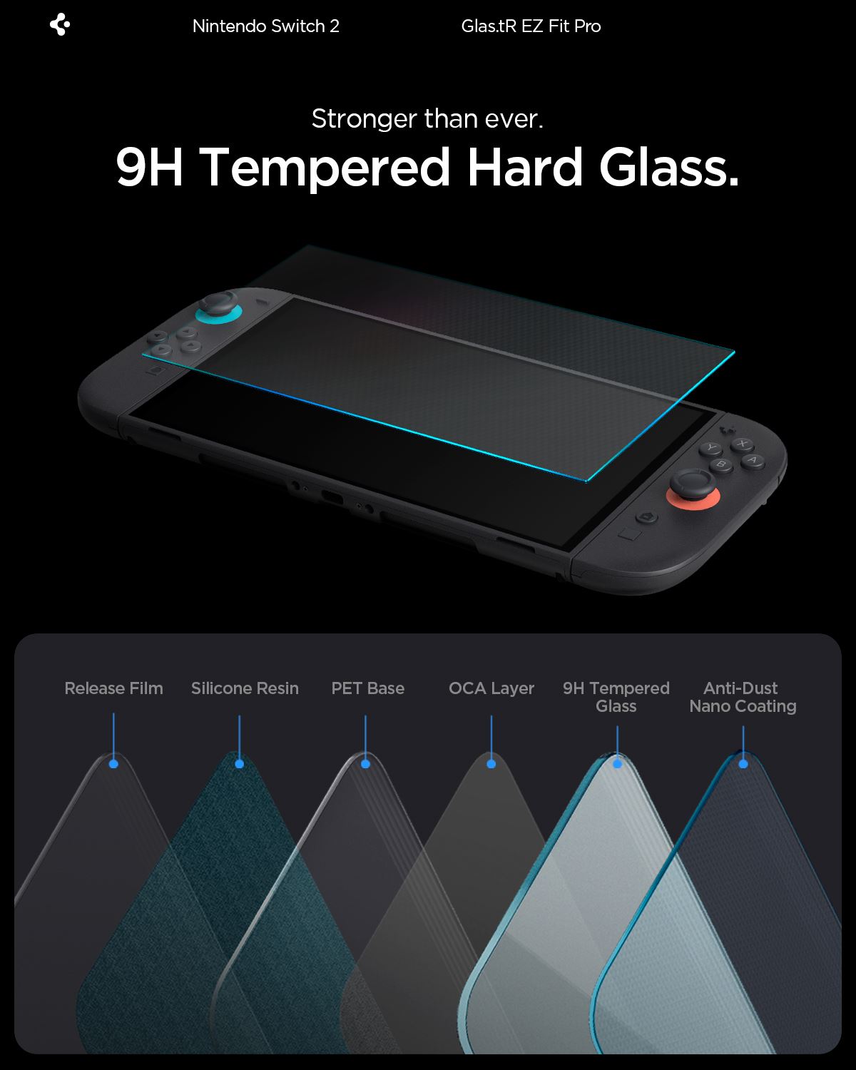 Spigen EZ Fit GLAS.tR Nintendo Switch 2 Screen Protector 2-Pack afbeelding 4