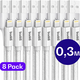 Set van 8 stuks 30cm Buddi Flex USB-A naar Lightning kabel Wit afbeelding 1