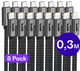 Set van 8 stuks 30cm Buddi Flex USB-C naar Lightning kabel