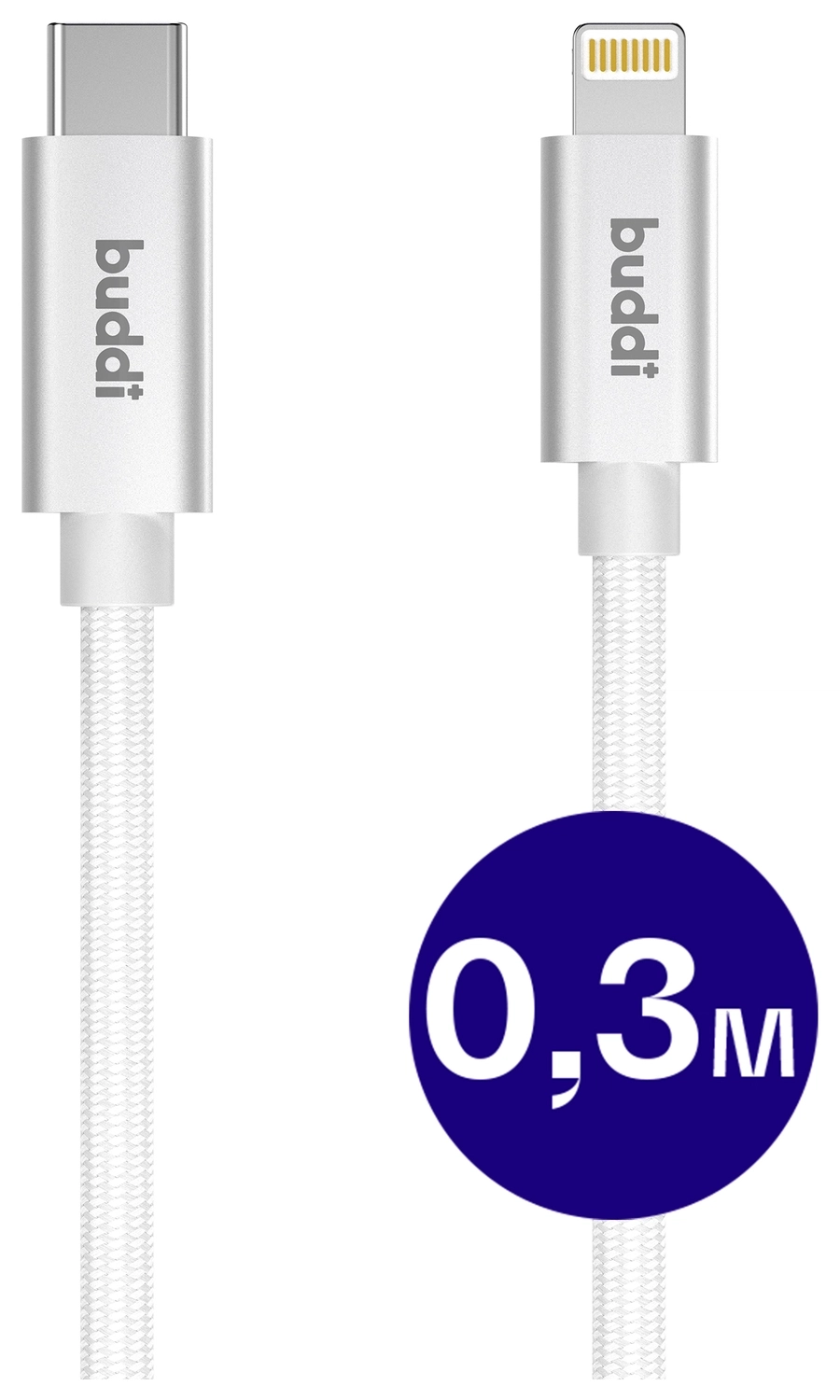 Set van 8 stuks 30cm Buddi Flex USB-C naar Lightning kabel Wit afbeelding 2