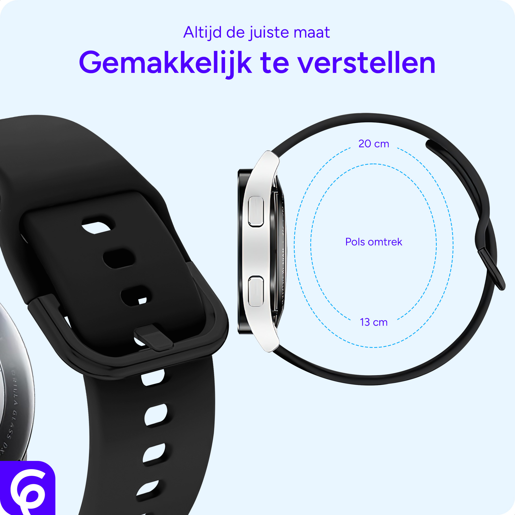 SBG Universeel Smartwatch / Horloge Bandje - Siliconen - 20MM - Zwart afbeelding 2