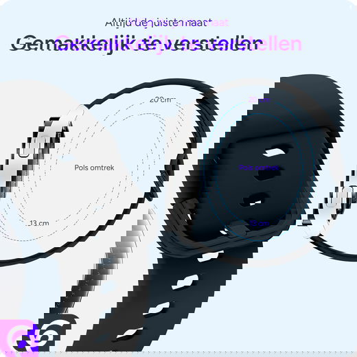 SBG Universeel Smartwatch / Horloge Bandje - Siliconen - 20MM - Zwart afbeelding 2