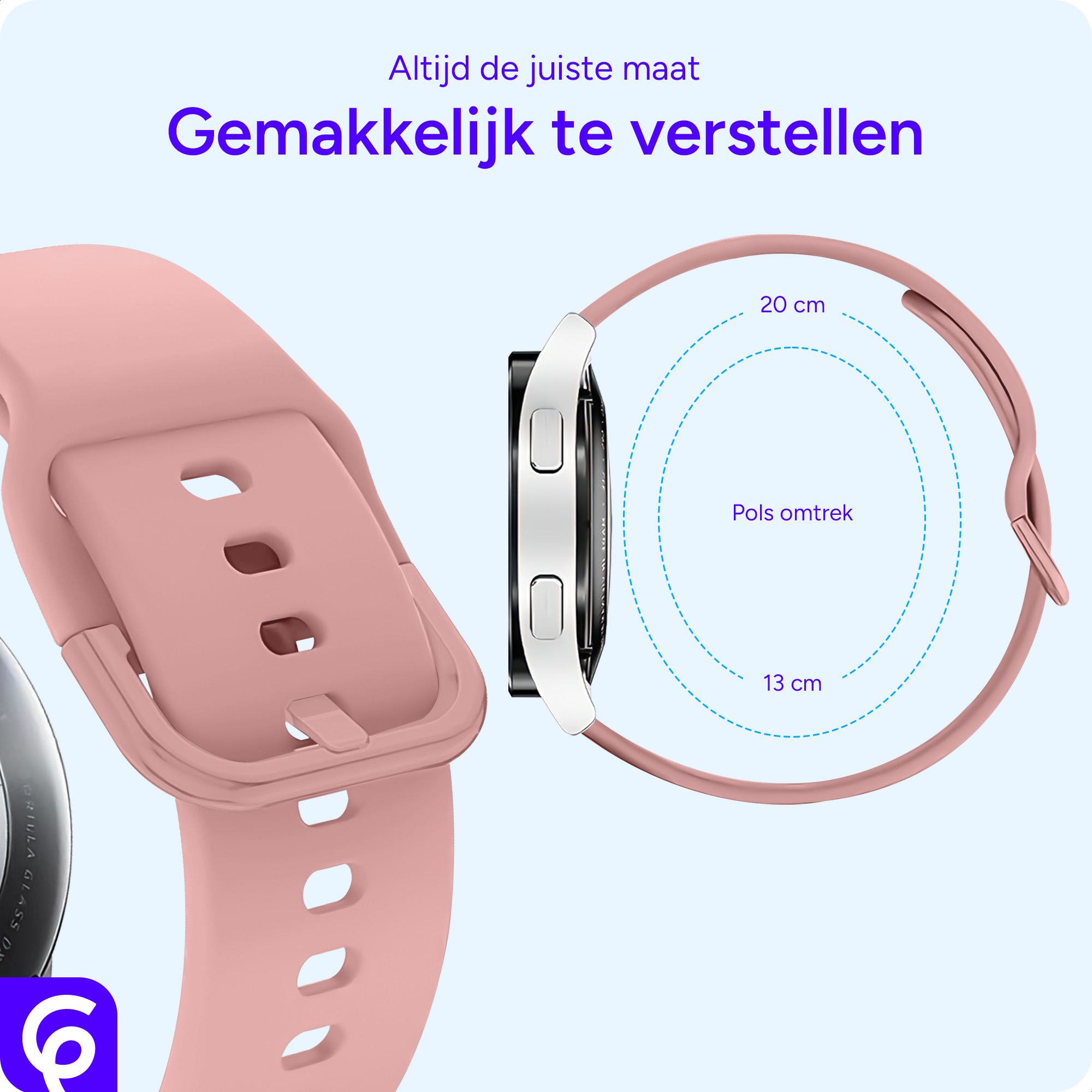 SBG Universeel Smartwatch / Horloge Bandje - Siliconen - 20MM - Licht Roze afbeelding 2