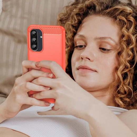Samsung Galaxy A56 Hoesje Geborsteld TPU Flexibele Back Cover Rood afbeelding 7