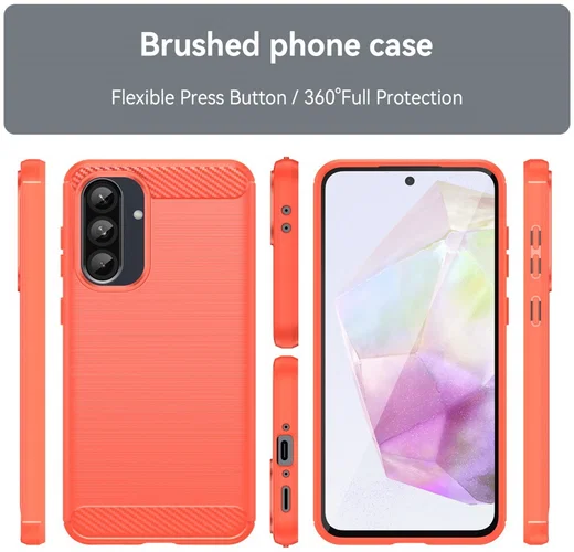 Samsung Galaxy A56 Hoesje Geborsteld TPU Flexibele Back Cover Rood afbeelding 9