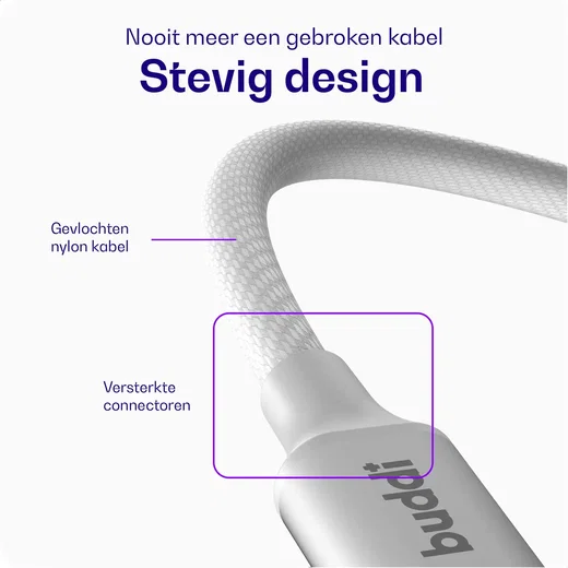 Set van 8 stuks 30cm Buddi Flex USB-A naar USB-C kabel Wit afbeelding 4
