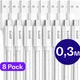 Set van 8 stuks 30cm Buddi Flex USB-A naar USB-C kabel Wit