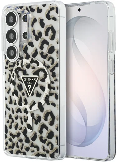 Guess 4G Triangle Logo Samsung Galaxy S26 Ultra Hoesje MagSafe Panter Zwart afbeelding 1