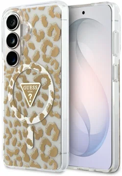 Guess 4G Triangle Logo Samsung Galaxy S26 Hoesje MagSafe Panter Bruin