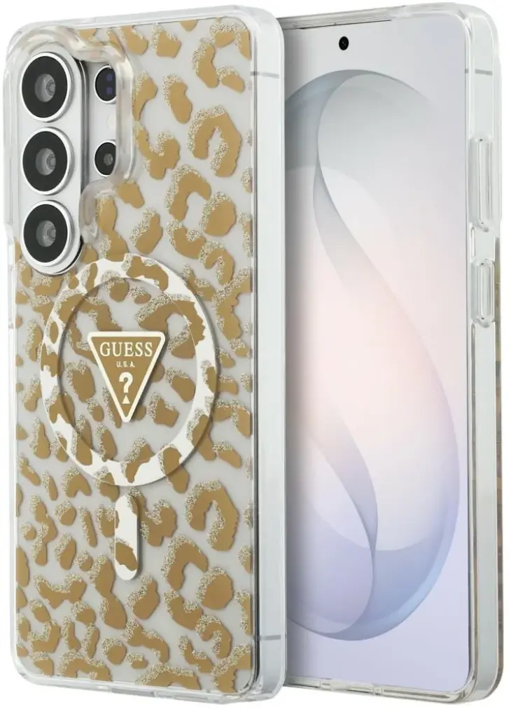 Guess 4G Triangle Logo Samsung Galaxy S26 Ultra Hoesje MagSafe Panter Bruin afbeelding 1