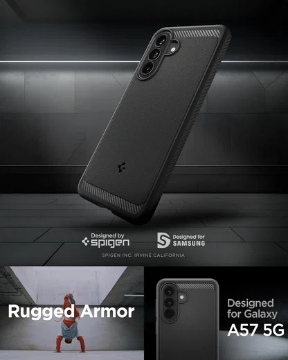 Spigen Rugged Armor Samsung Galaxy A57 Hoesje Back Cover Matte Zwart afbeelding 2