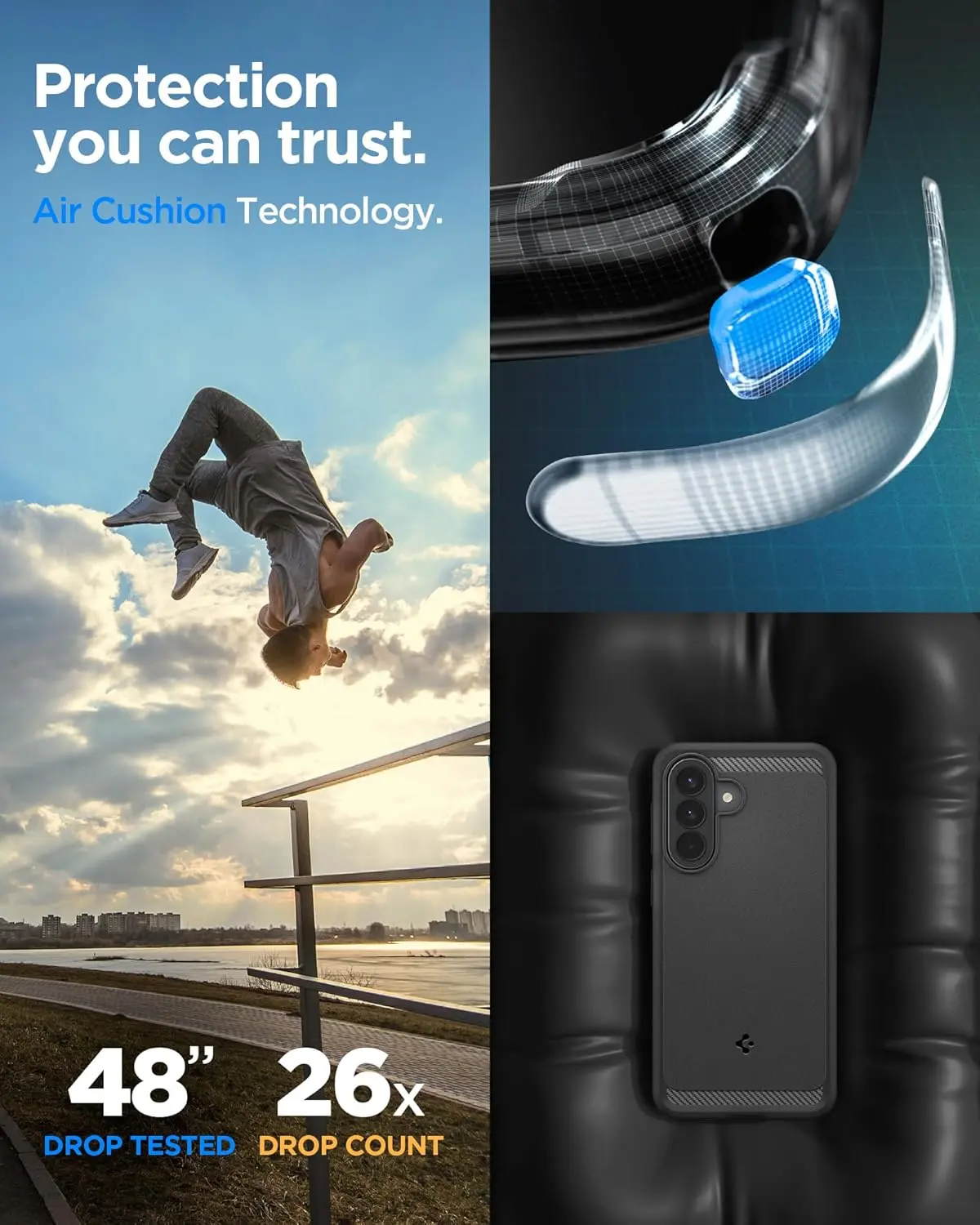 Spigen Rugged Armor Samsung Galaxy A57 Hoesje Back Cover Matte Zwart afbeelding 3