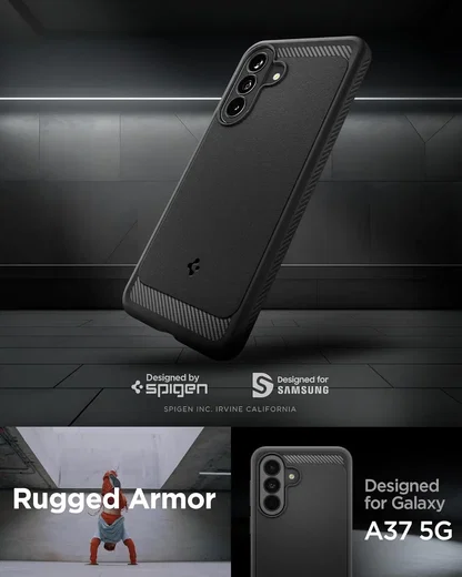 Spigen Rugged Armor Samsung Galaxy A37 Hoesje Back Cover Matte Zwart afbeelding 2