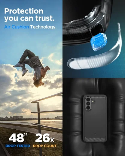 Spigen Rugged Armor Samsung Galaxy A37 Hoesje Back Cover Matte Zwart afbeelding 3