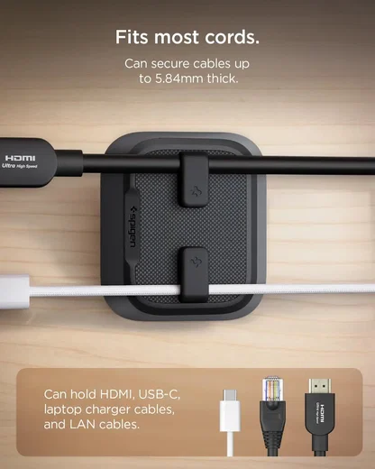 Spigen Universele Magnetische Kabel Houder voor Kabel Management Bureau Zwart afbeelding 7